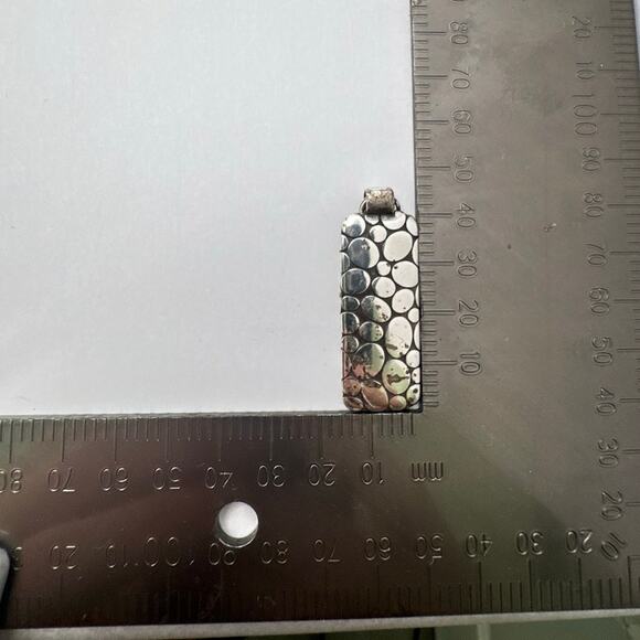 Heavy Modernist Sterling Silver "Pebble Dot" Texture Pendant - Picture 6 of 8